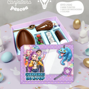 ARQUIVO DE CORTE KIT CONFEITEIRO DE PÁSCOA  GUERREIRAS DO KPOP STUDIO E PDF)