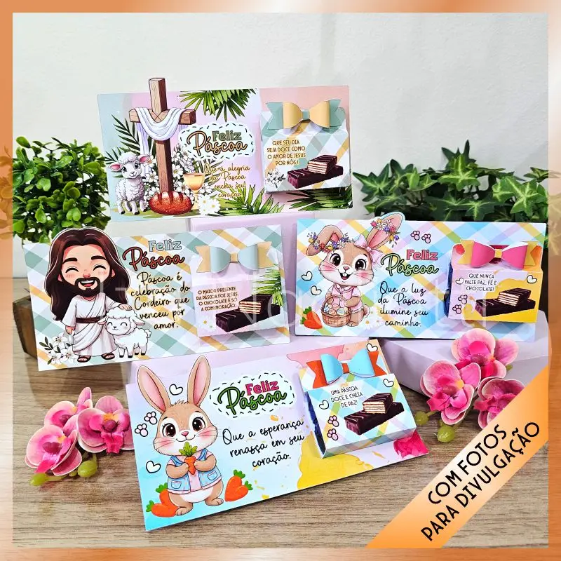 4 modelos de cards para 2 Bis – Páscoa coelhos e cristã 4 modelos de cards para 2 Bis – Páscoa coelhos e cristã - Imagem 1