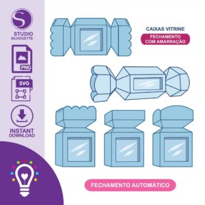ARQUIVO DE CORTE CAIXAS FECHAMENTO AUTOMÁTICO (STUDIO, SVG E PNG)