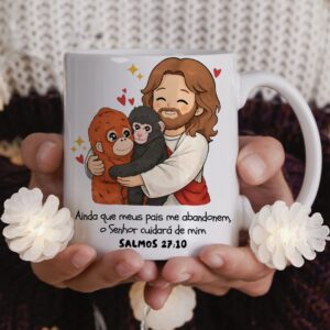Arte Digital Macaco Punch (Ainda que meus pais me abandonem, o Senhor cuidará de mim - Salmos 2710)