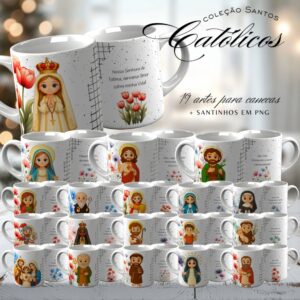 Arte para Caneca Santos Católicos Cute – 26D1