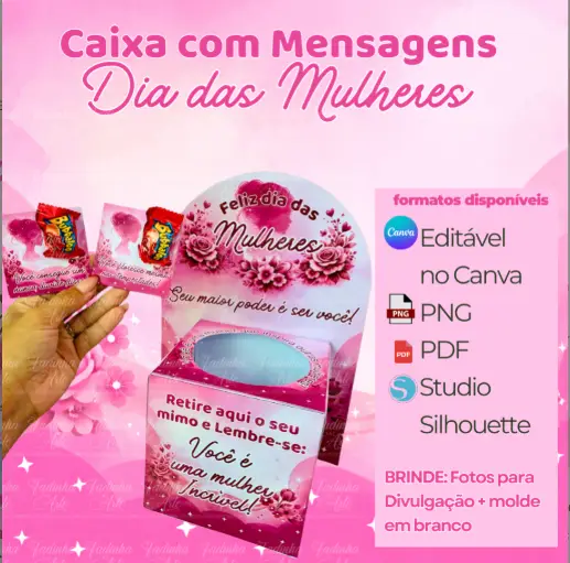 Caixa com mensagens Dia das Mulheres Caixa com mensagens Dia das Mulheres - Imagem 1