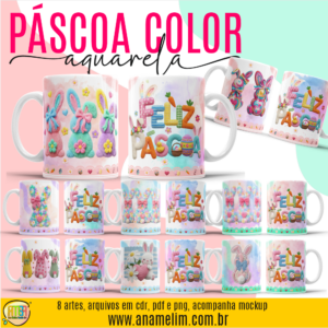 ESTAMPA PÁSCOA COLOR AQUARELA CANECAS