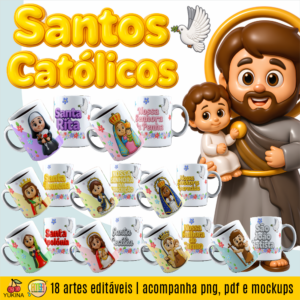 ESTAMPAS SANTOS CATÓLICOS (MELIM & YUKINA) CANECAS