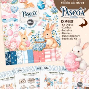 Páscoa 2026 - Combo Ilustrações Coelhos
