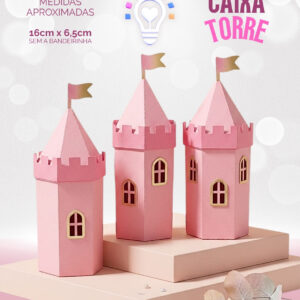 ARQUIVO DE CORTE CAIXA TORRE LEMBRANCINHA PRINCESAS (STUDIO E PDF)