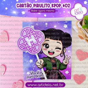 Arquivo Digital - Cartão Pirulito KPOP #2 (Cabelinho Preto)