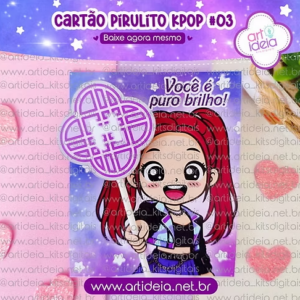 Arquivo Digital - Cartão Pirulito KPOP #3 (Cabelinho Ruivo)