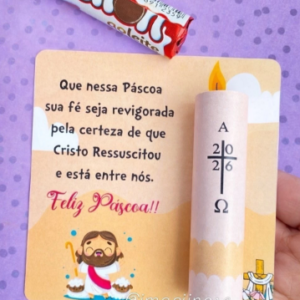 Arquivo digital _ Cartão + adesivo para baton de chocolate Páscoa - Vela