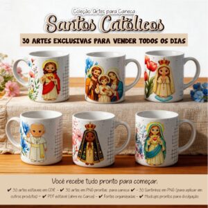 Arte para Caneca Santos Católicos Cute – 26D1