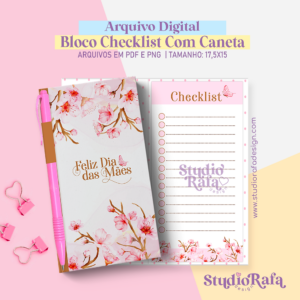 Bloco Checklist Com Espaço Pra Caneta - Dia das Mães (arquivo digital)