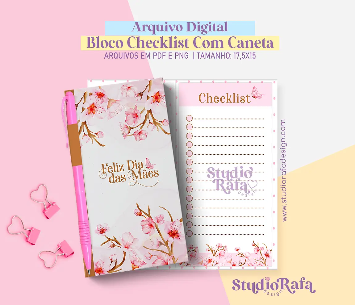 Bloco Checklist Com Espaço Pra Caneta - Dia das Mães (arquivo digital) Bloco Checklist Com Espaço Pra Caneta - Dia das Mães (arquivo digital) - Imagem 1