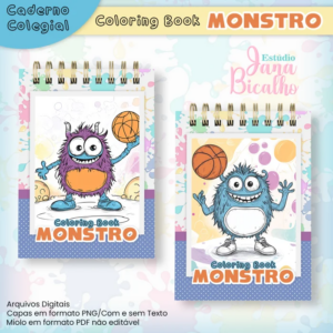 Caderno Colegial Para Colorir Monstros