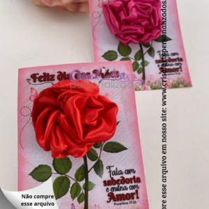 Card xuxinha de cetim dia das Mães