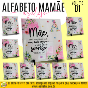 ESTAMPA ALFABETO MAMÃE V1 AZULEJO