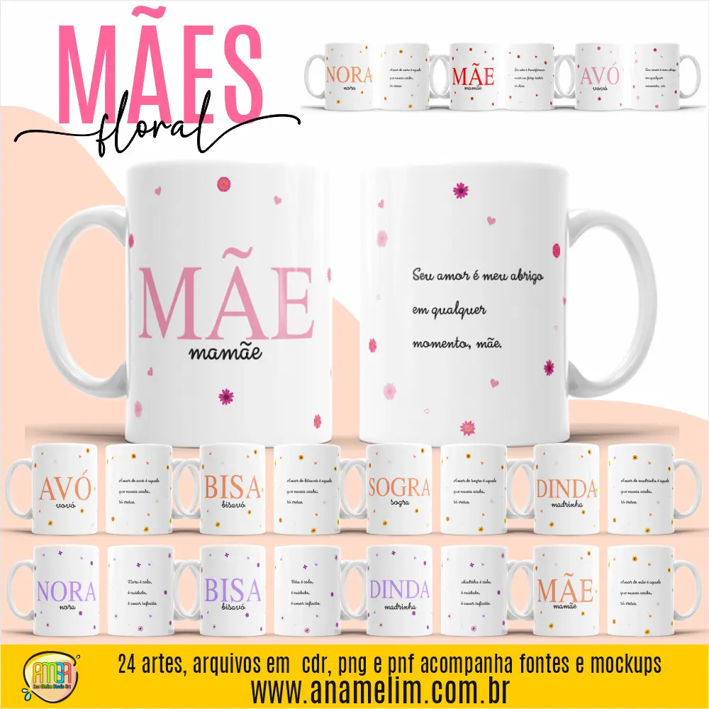 ESTAMPA MÃES FLORAL CANECAS ESTAMPA MÃES FLORAL CANECAS - Imagem 1