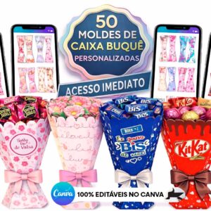 KIT COMPLETO MOLDES DE CAIXAS BUQUÊ PERSONALIZADOS