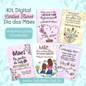 Kit Digital Cartões Dia das Mães (Flores)