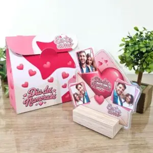 Porta fotos de mesa com sacola – Dia dos namorados
