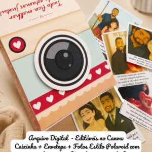 Kit Digital Dia dos Namorados – Caixinha e Envelope Polaroid Personalizados 💌
