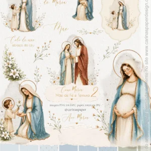 Kit Digital Ilustrações Como Maria Mãe de Fé e Ternura 2