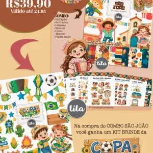 São João 2026 - Combo Ilustrações e Papéis + BRINDE (copa junina)