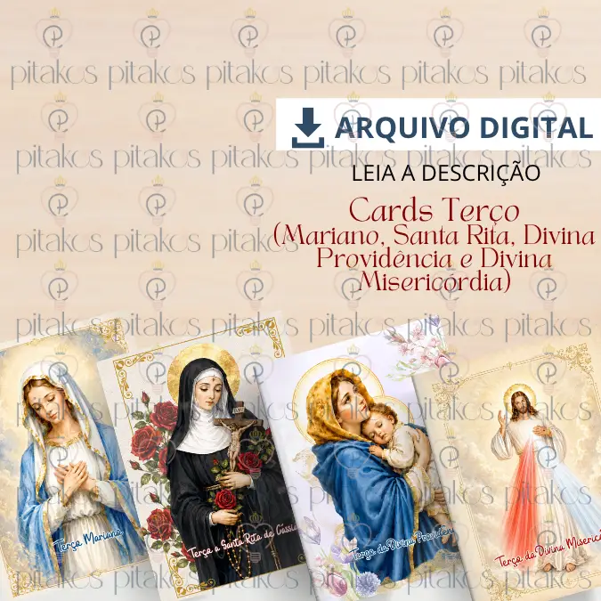 MP – Kit Cards Terços Mariano, Santa Rita, Divina Providência e Divina Misericórdia MP – Kit Cards Terços Mariano, Santa Rita, Divina Providência e Divina Misericórdia - Imagem 1