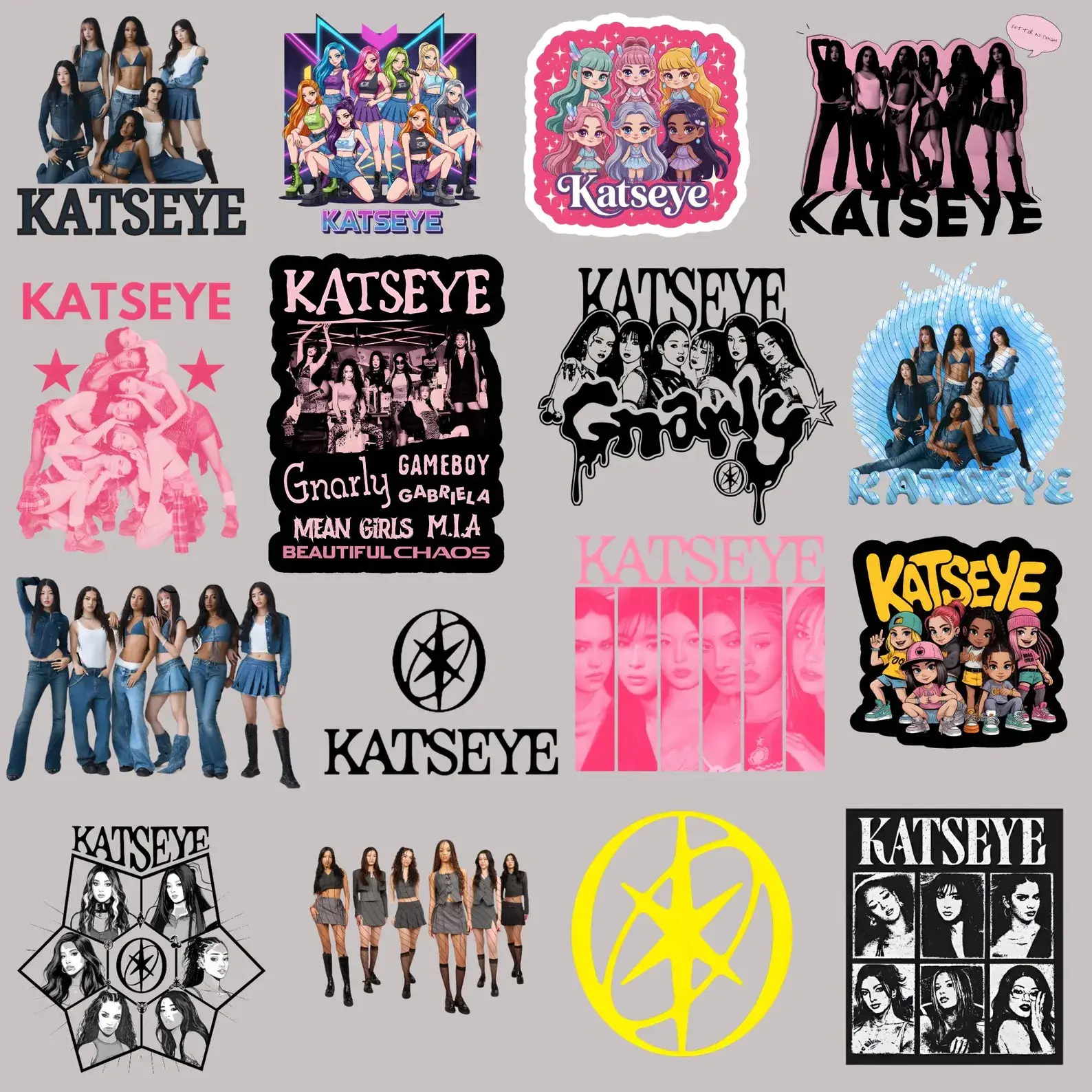 Pacote de PNGs para impressão da camiseta da turnê Beautiful Chaos do Katseye Pacote de PNGs para impressão da camiseta da turnê Beautiful Chaos do Katseye - Imagem 1