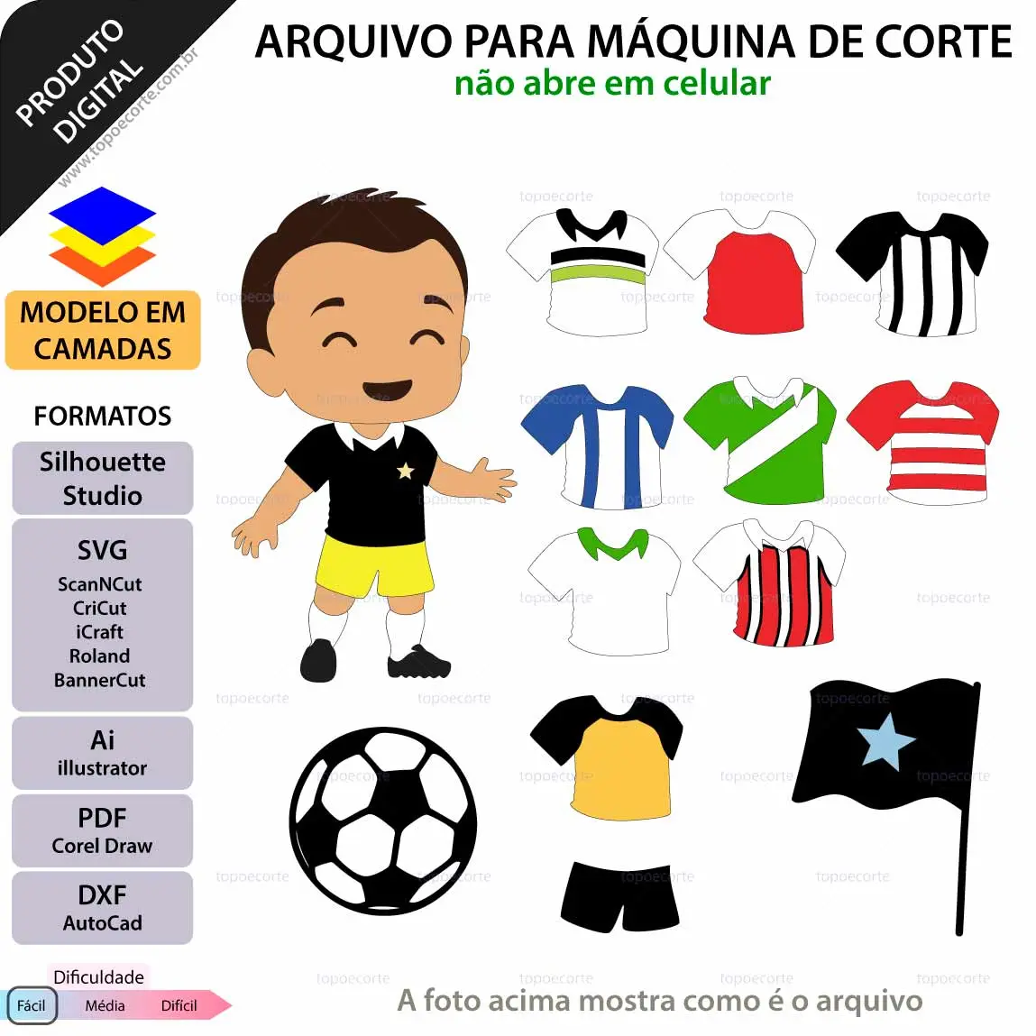 Topo de bolo Futebol Menino Camisas Topo de bolo Futebol Menino Camisas - Imagem 1