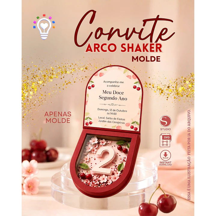 ARQUIVO DE CORTE CONVITE ARCO SHAKER (STUDIO E SVG) ARQUIVO DE CORTE CONVITE ARCO SHAKER (STUDIO E SVG) - Imagem 1