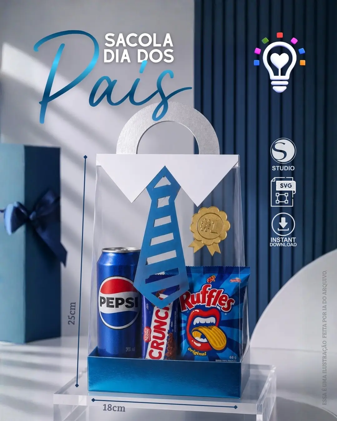 ARQUIVO DE CORTE SACOLAS COM ACETATO AZUL DIA DOS PAIS (STUDIO) ARQUIVO DE CORTE SACOLAS COM ACETATO AZUL DIA DOS PAIS (STUDIO) - Imagem 1