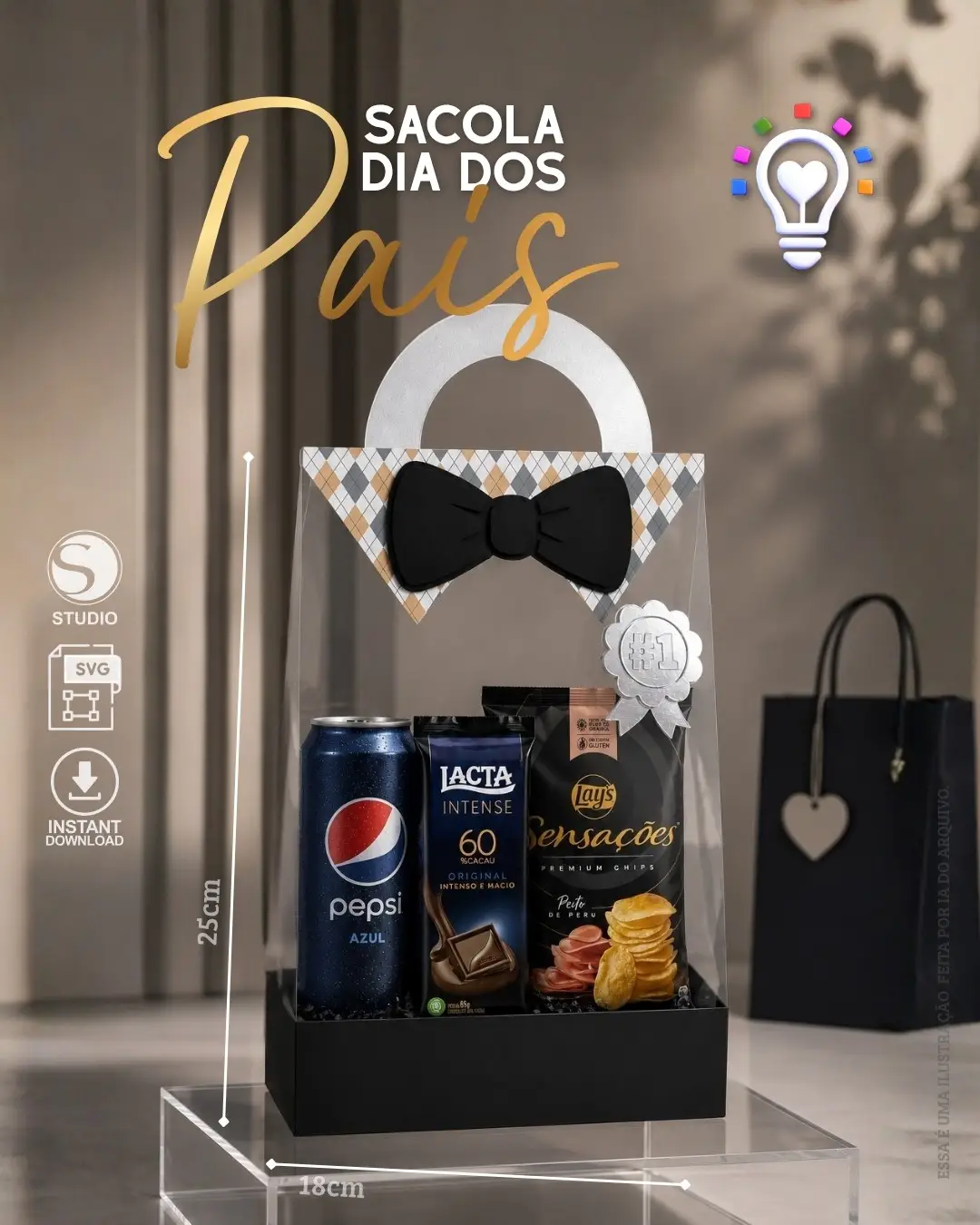 ARQUIVO DE CORTE SACOLAS COM ACETATO PRETA DIA DOS PAIS (STUDIO) ARQUIVO DE CORTE SACOLAS COM ACETATO PRETA DIA DOS PAIS (STUDIO) - Imagem 1