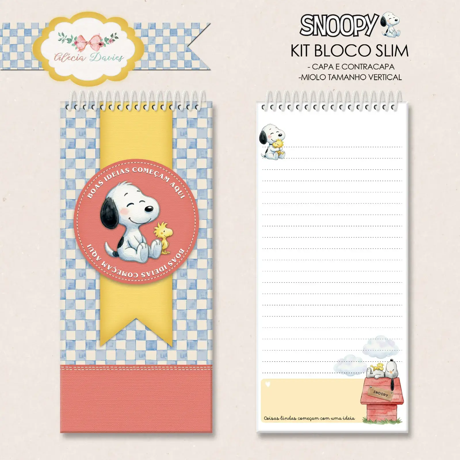 Arte bloco slim Snoopy Arte bloco slim Snoopy - Imagem 1