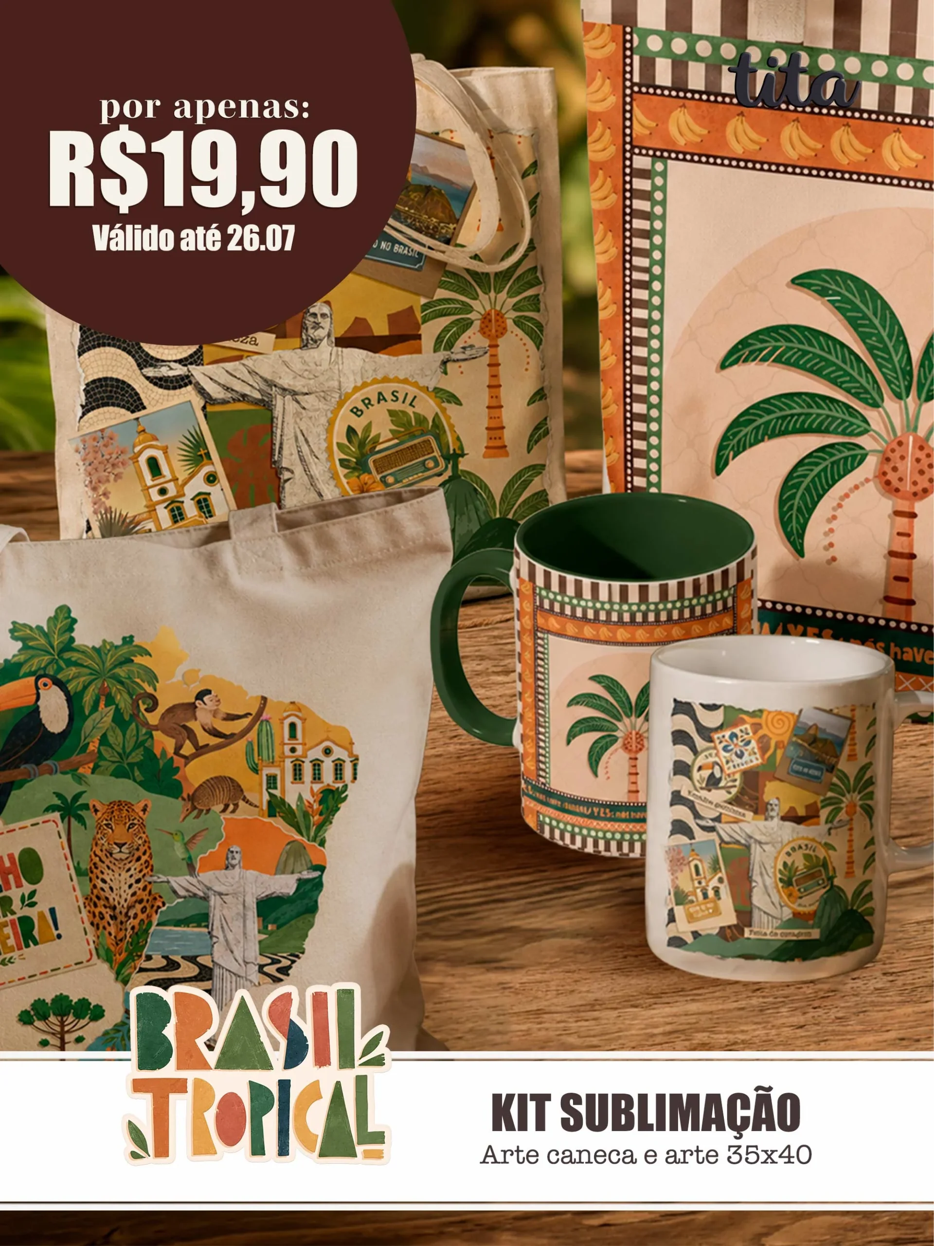 Brasil Tropical - Kit Sublimação ( Caneca e Ecobags ) Brasil Tropical - Kit Sublimação ( Caneca e Ecobags ) - Imagem 1