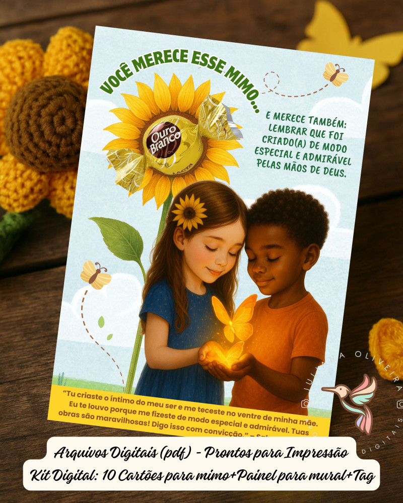 KIT DIGITAL – 10 ArtesCartões para mimo + Painel para Mural “Você nasceu para florescer” + Tags Personalizadas - Ideal para Eventos sobre Valorização da Vida 🌻✨ PDFs prontos para - Imagem 1