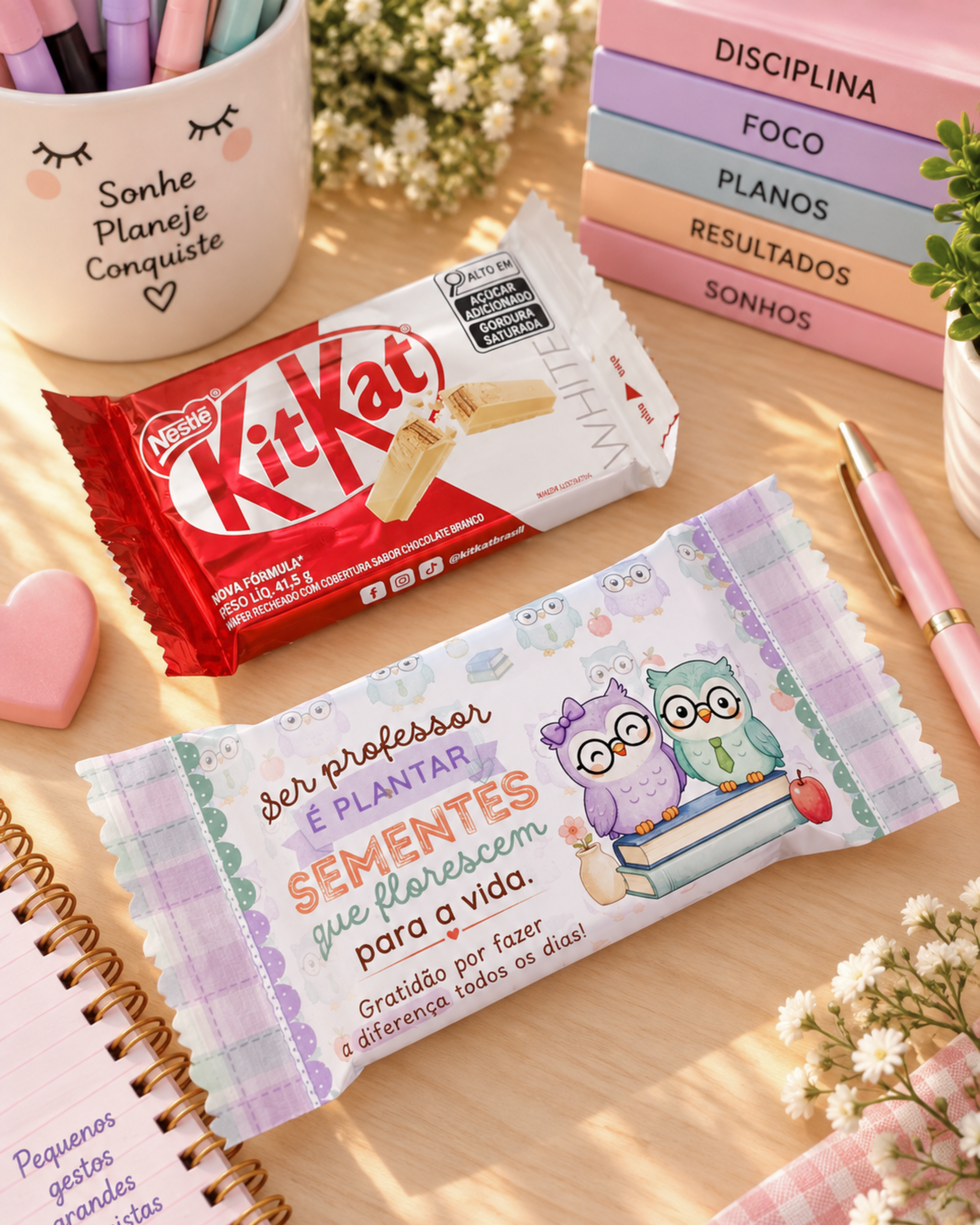 Embalagem barra chocolate e Kit Kat - Dia dos Professores 2026 Embalagem barra chocolate e Kit Kat - Dia dos Professores 2026 - Imagem 1