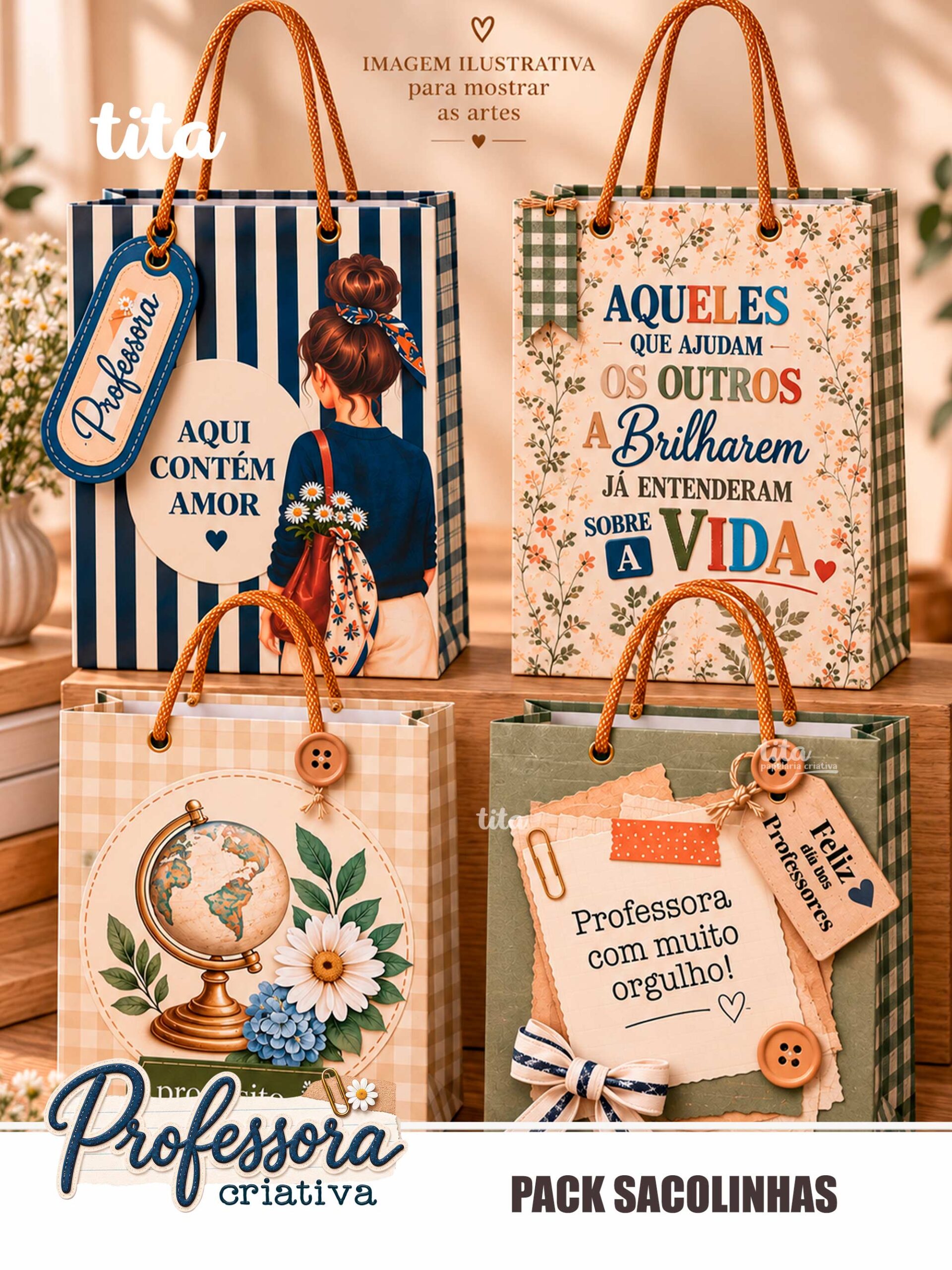 Professora Criativa 2026 - Pack Sacolinhas Professora Criativa 2026 - Pack Sacolinhas - Imagem 1